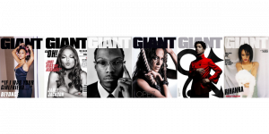 Legacy GIANT Magazine covers featuring Beyonce , Janet Jackson, T.I, Jennifer Lopez, Prince, and Rihanna