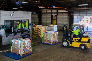 Cargo Spectre dimensioning system with superimposed cube lines
