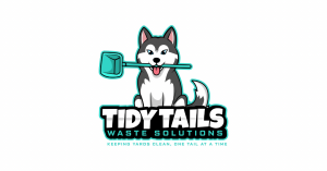 alt="Tidy Tails Waste Solutions logo featuring a playful dog silhouette and clean, modern text design representing professional pet waste removal services in Atlanta"