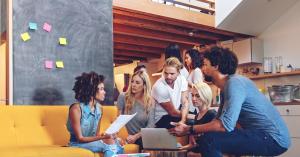 Happy entrepreneurs in coworking space