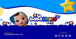 BabaSharo TV YouTube banner with cartoon baby characters and colorful design