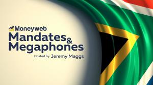 Mandates and Megaphones logo on SA Flag background