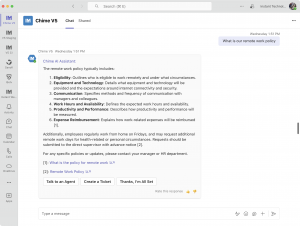 Lookup employee policy questions using Chime V5
