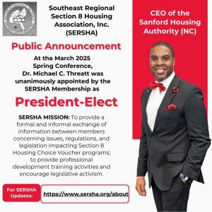 SERSHA membership names Dr. Michael C. Threatt as President-Elect