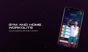 Picture of an iPhone portraying Rich Hackman's animated, AI coaching avatar atop a workout program on the LunaFit app. Text that states: "The LunaFit App: Gym and Home workouts. Crush your workouts from either the gym or from home!"