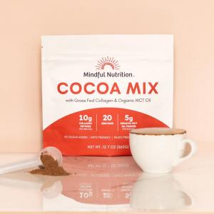 Mindful Nutrition’s cocoa mixes, including their keto-friendly Cocoa Mix, can be served on ice for a refreshing, summer-worthy mocha.