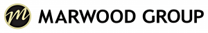 Primary logo: encircled gold letter M followed by "Marwood Group" in black