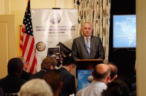 President of IUBCCI, Mr. Manuel Oancia addressing the diplomats and government officials