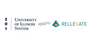 Logos for "University of Illinois System" and "Rellevate" connected by a double-headed arrow, symbolizing their partnership.