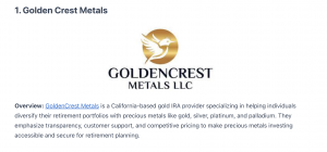 GoldenCrest Metals Top Gold IRA Company