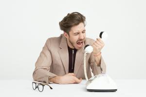 yelling at phone