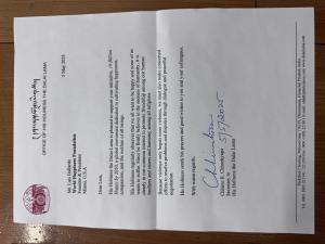 Letter from Dalai Lama