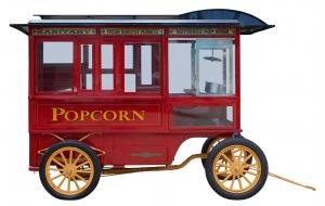 Lot 1358 is an early 20th century Dunbar & Co. popcorn wagon, fire engine red with a yellow chassis, 156 inches in length and fully restored (estimate: $5,000-$10,000).