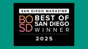 Graphic with the text 'San Diego Magazine Best of San Diego Winner 2025'