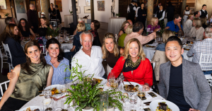 2024 Artful Harvest Event Photo | (left to right) Grace Hunter, Lori Hunter, Paul Danielsen, Kathryn Lasater, Sally Fay, Viet Thanh Nguyen | Photo by Drew Altizer