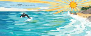 a sample page from This Is the Ocean, showing a whale jumping out of the water