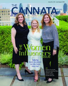 The Cannata Report reveals its 2025 Women Influencers on the cover of its July/August issue, posing the female executives on the rooftop garden of a NYC skyscraper: Sarah Henderson of Nexera/MPS Monitor; Jennifer Healy of Ricoh North America; and Mary Har