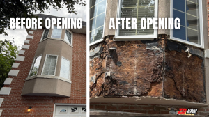 Before and after opening the stucco system