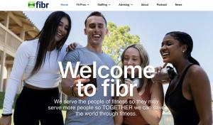 This is the home screen of the Fibr website. Several smiling people and the website menu.