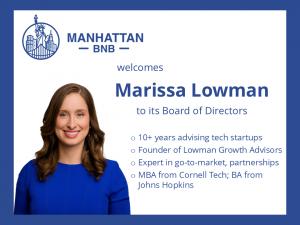 Marissa Lowman Joins ManhattanBNB Board of Directors