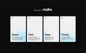 The platform is built around four key values: Exact (accuracy), Fast (proactive response), Easy (simple management), and Funny (fun elements). It offers data-driven personalized health management. | Image provided by Daesang Wellife
