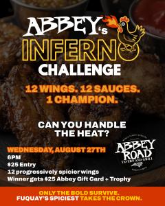 Event details for Abbey's Inferno Hot Ones Challenge