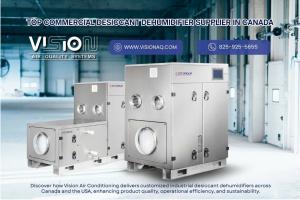 Commercial desiccant dehumidifier installed by Vision Air Conditioning in a modern commercial facility
