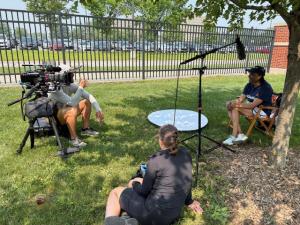 GetSetUp Athlete Madonna Hanna interviews for a documentary focused on active aging that shares her journey as a late in life track start and the importance of GetSetUp sponsorship.