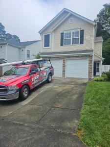 Rebranded Ready To Roll Garage Doors service truck parked in North Hills, Raleigh NC 27609