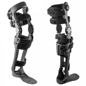 Studio image of the Zeus KAFO, a modular knee-ankle-foot orthosis designed for stroke and neuromuscular patients requiring customizable support.