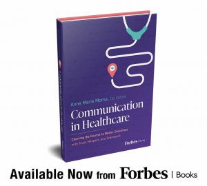 Book cover image of "Communication in Healthcare" by Dr. Anne Marie Morse launch announcement.