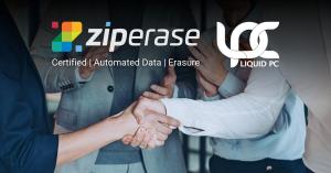 Ziperase and LiquidPC logos on background of team shaking hands