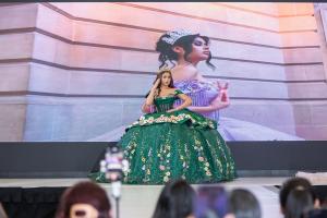 The covergirl Quinceanera.com magazine presenting a dress