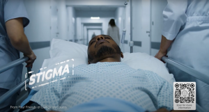 Livingston County Anti-Stigma image of man on gurney in hospital