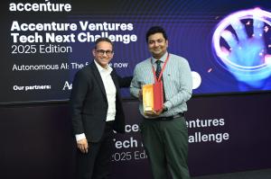 Gaurav Guha, Head of Enterprise Sales at Aerchain, accepting the award