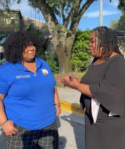 Senator Campbell and a volunteer