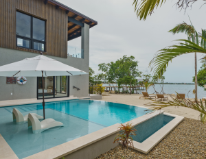 Two-level Villa pool overlooking Caribbean Sea