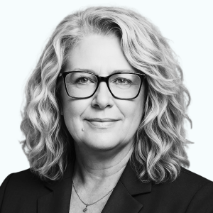 A black and white headshot for Julie Potter