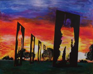 The “War at Home Memorial” painting is on display in the Warriors HeArt Gallery at Grunt Style HQ.