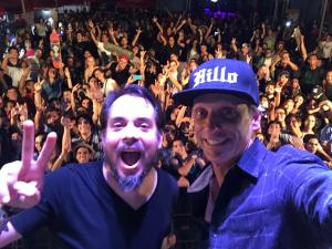 Tony Hawk and Daniel Osuna on-stage in Nomadx Foundation Summit