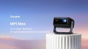 Dangbei MP1 Max 4K Tri-Laser-Projektor mit KI-verbessertem Kinoerlebnis, leistungsstarker Heimkino-Beamer für höchste Bildbrillanz.
