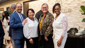 L-R: FCPS Hall of Famer Tony Perkins, Rhonda Perkins, Dr. Michelle Reid, Dr. Lynette Henry