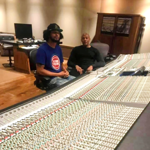 M Dot Taylor and Dr. Dre in the studio