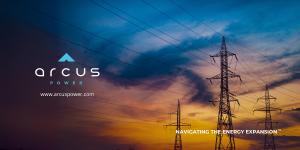 Arcus Power logo + transmission line banner