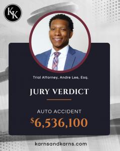 Trial attorney Andre Lee of Karns & Karns who won a $6.5 million personal injury verdict in Kern County