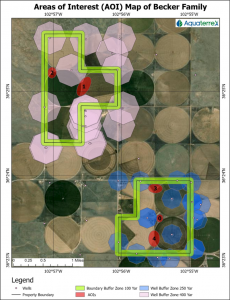AquaterreX identifies Areas of Interest (red ovals) on sections of the Farm