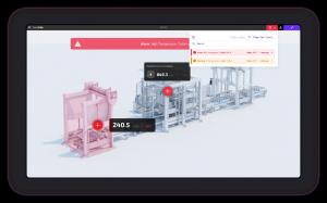 Production alarm overview - alarm has shown on your production line and the part that is broken is red. Youz can easily see where and what happened.