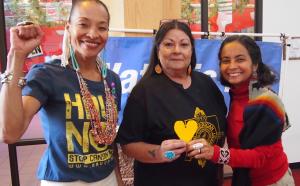 Uranium Film Festival in Window Rock at Navajo Nation Museum with festival director Márcia Gomes de Oliveira (right), Anna Marie Rondon, New Mexico Social Justice and Equity Institute Executive Director and Radmilla Cody, GRAMMY-nominated Navajo recording