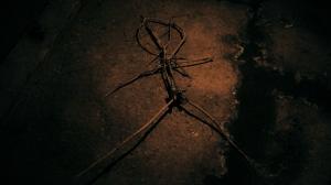 Evil Unearthed still image from the documentary of the stick figure found in the Monroe House crawl space.