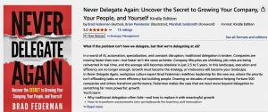 Never Delegate Again is the #1 new release on Amazon in Management Skills